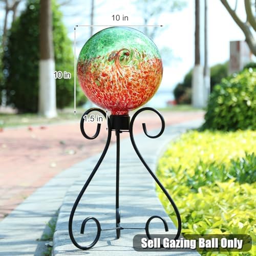VCUTEKA Gazing Ball, Glass Gazing Balls Garden Globe Outdoor Decor 10" Red - Image 4