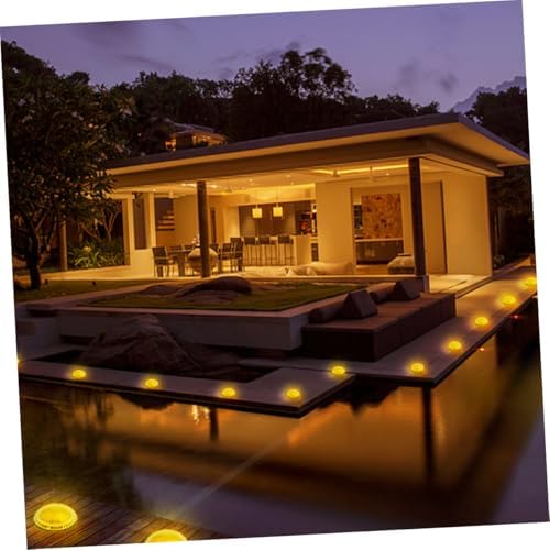 Homoyoyo 4pcs LED Solar Garden Ground Lights Outdoor Disc Solar-Powered Lawn Lamps Warm White Landscape Lighting for Patio Walkway Yard Decor - Image 4