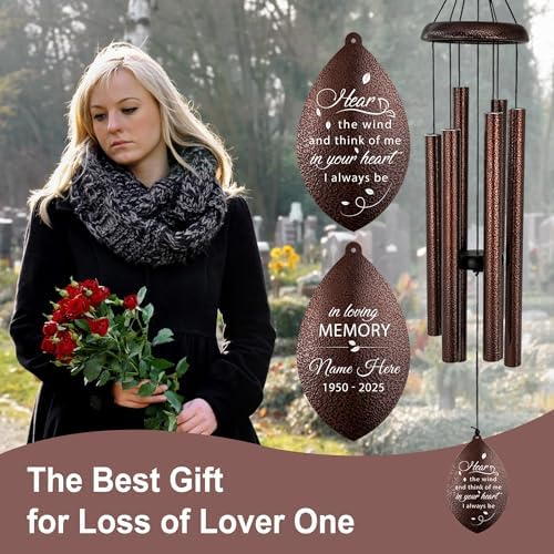 ASTARIN Sympathy Wind Chimes Custom, Personalized Dragonfly Wind Chimes Sympathy Gifts for Remembrance, Bereavement Gifts for Men in Memory Wind Chime, 36 inch Windchime(Produced in Texas) - Image 2