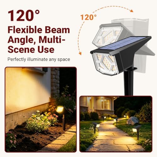AUDERWIN Solar Spot Lights Outdoor Waterproof 12 Pack Warm White - Image 4