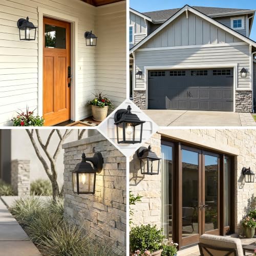 LIT-PaTH Outdoor Wall Light Fixture, Antirust Aluminum Glass, Black 2 Pack - Image 6