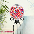 VCUTEKA Solar Gazing Ball, 10" Mosaic Glass Garden Globe Outdoor Decor, Red - Image 3