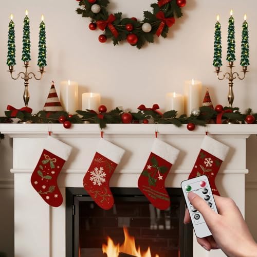 GenSwin Christmas Tree Flameless Taper Candles candlesticks Remote Timer - Image 4
