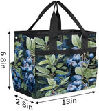Fruit Printing Garden Tool Bag Organizer Heavy Duty Blueberry Leaves Gardening Tote Bag with 10 Pockets for Women Men Gardening Gifts - Image 3