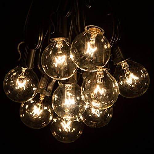 100 Foot Globe String Lights - 105 G40 Clear Bulbs (5 Extra) - Black Wire - Image 2