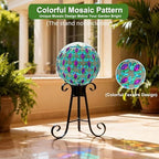 VOREEN 8” Mosaic Glass Gazing Ball — Purple Teal & Green Garden Sphere, Weather-Resistant Outdoor Yard & Patio Decoration, Fade-Free, Four-Season Use - Image 6