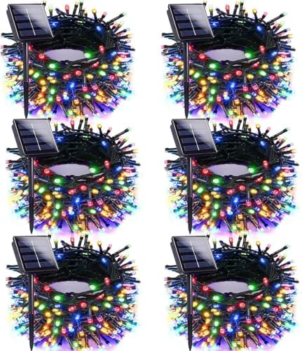 Solar Christmas Lights Outdoor 6 Pack 198FT 600LED String Lights Multicolor by EXF