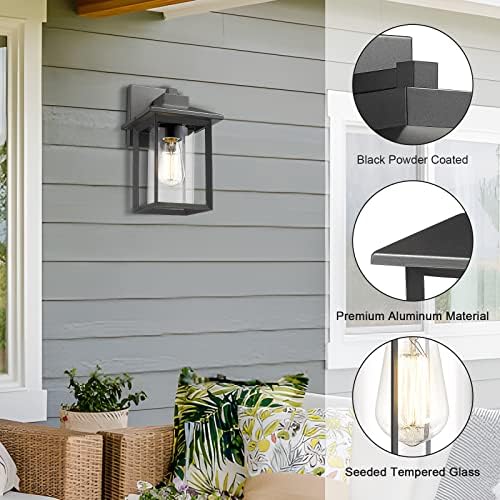 Outdoor Wall Mount Lights, H11.84 Exterior Wall Sconces, Outdoor Lighting Fixture, Exterior Lantern, Lighting Fixture for Patio, Porch (Black, 11.84" H) - Image 4