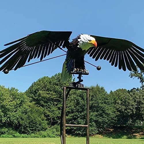 Garden Eagles Stake Ornament Art Bird Flapping Windmill Outdoor Metal Stake Rocking Balancing Flying Wind Spinner Yard Vintage Sculptures,Black,116 * 41cm - Image 3