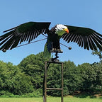 Garden Eagles Stake Ornament Art Bird Flapping Windmill Outdoor Metal Stake Rocking Balancing Flying Wind Spinner Yard Vintage Sculptures,Black,116 * 41cm - Image 3