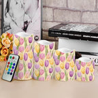 Easter Tulip Flameless Candles Battery Operated Candles Control Timer Color Changing Pillar Candles Bulk Tea Lights Home Table Easter Decoration - Image 4