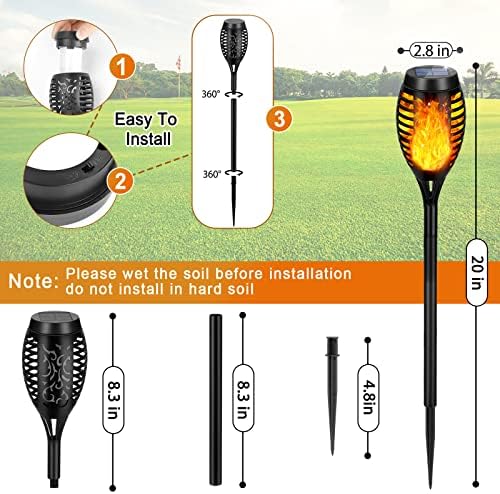 12 Pack Solar Torch Light with Flickering Flame for Halloween Decor - Image 4