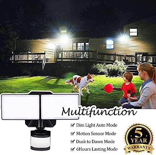 EMANER Dusk-to-Dawn Floodlights with Motion Sensor, 4 Lighting Modes, 2800lm 5000K Daylight White, IP65 Waterproof Outdoor LED Security Flood Light for Porch, Driveway, Garage (Black Fixture, 2-Pack) - Image 3