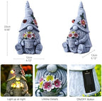 Goodeco Solar Sitting Gnome with LED Flower Light Garden Decor - Image 4