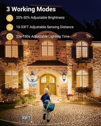 DEWENWILS Motion Sensor Outdoor Wall Lights 2-Pack Dusk to Dawn Black - Image 4