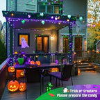 JMEXSUSS 2 Pack Solar Halloween Lights, Total 200LED 66FT, Purple and Green - Image 7