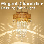 Solar Outdoor Rattan Hanging Chandelier Waterproof Hanging Pendant Light - Image 3