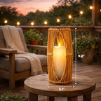 Handmade Boho Rattan Lantern – Rattan Lantern with Metal Frame for Indoor and Outdoor Home Decor, Decorative Centerpiece for Patio, Garden, Front Porch, and Kitchen Dining Table, 5 x 5 x 10 - Image 3