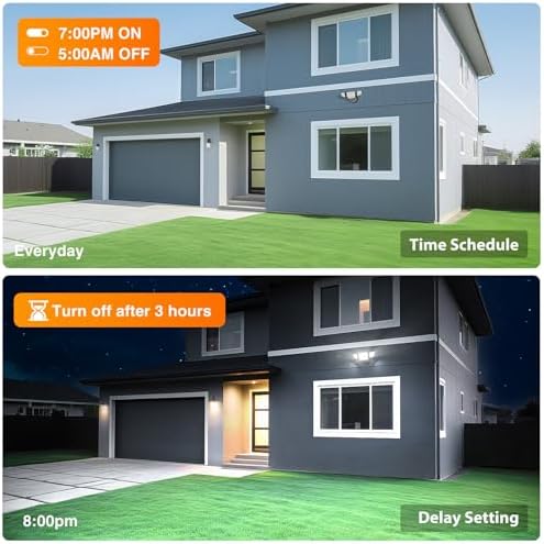 Onforu 65W Smart LED Flood Lights Outdoor, 6500LM Brightness Adjustable, APP Control Tunable 2700K-6500K, WiFi Alexa Security Lights with Timer & 4 Lighting Head, Exterior Floodlight for Yard Garage - Image 6