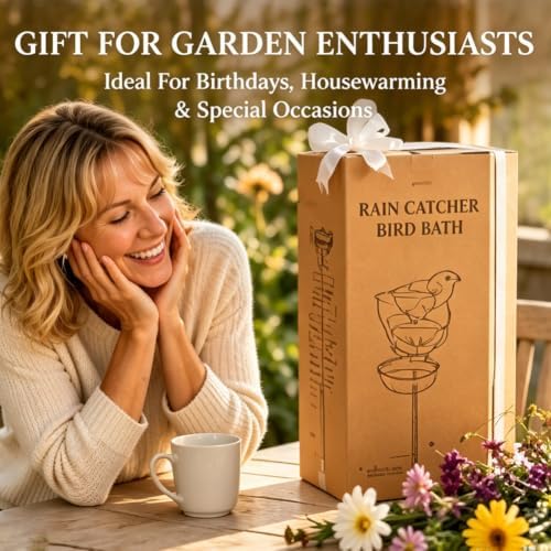 Rain Catcher Bird Bath for Outdoors, 3-Tier Metal Garden Stake Bird Bath, Rustic Rainwater Catcher Garden Decor, Bird & Butterfly Water Station for Yard, Patio, Flower Bed, Lawn and Garde (Copper) - Image 7