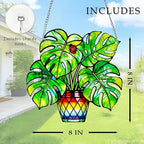Plant Suncatcher Glass, Stained Glass Suncatcher Plant Window Hanging, Unique Nature Lover Gifts Leaf (Monstera) - Image 3