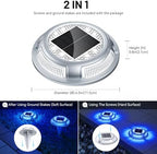 Solar Driveway Lights, 8 Pack Heavy Duty Driveway Lights Solar Powered 2 Color Mode (Cool White/Blue) IP68 Waterproof Outdoor Solar Deck Lights with Ground Stake for Pathway Garden Yard Walkway Dock - Image 6