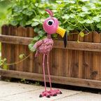 26” Metal Flamingo Statue Outdoor Garden Decor - Image 6