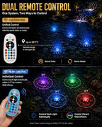 LED Pond Lights with Dual Remote Control, 6W SS316 Stainless Steel RGB Underwater Fountain Light, IP68 Waterproof Submersible LED Lights for Pond Waterfall, Koi Fish Pond (2 Pack) - Image 4