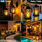 2 Pack 14" Large Tempered Glass Solar Lanterns Outdoor Waterproof, Black - Image 3