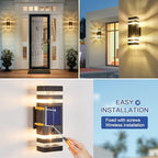 2 Pack Solar Outdoor Wall Lights with 3-Mode Motion Sensor Outside Sconces Up Down Solar Porch Light Fixtures 3000K 500LM Dusk to Dawn Modern Exterior Wall Lamp for House Garage Front Door - Image 7