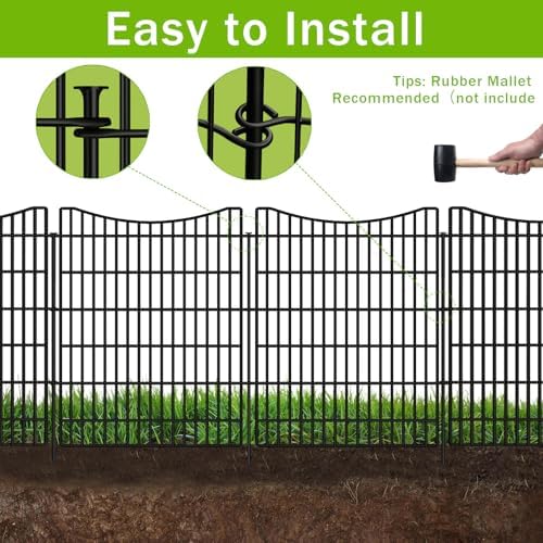 15 Panels Garden Fence Animal Barrier, 33 in(H) X 36 ft(L) Dog Fence Outdoor for Yard with Lock, Tall Metal Fencing with Ground Stakes, Temporary Fencing for Dog, Rabbits, and Patio Border - Image 3