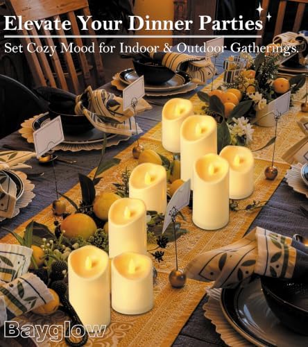 Flameless Candles - LED Fake Remote Control Battery Operated Waterproof Timer Pillar Flickering Plastic LED Outdoor Electric Faux Velas Realistic Home Decor Ivory Candle 4" 5" 6"x3" Set of 9 - Image 5
