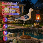 250th Anniversary Decorations,4th of July Decorations Solar Garden Lights,Fourth of July Red White and Blue Seagull Statue Solar Lights Outdoor,Patriotic Decor With Solar Lantern for Independence Day - Image 3