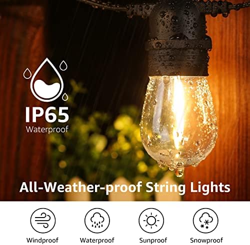Lepro S14 Outdoor String Lights, 50ft Patio Lights with 15 LED Edison Bulbs - Image 6
