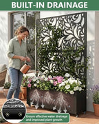 2PCS Metal Planter Box with Trellis,70.9"x47.2"x15.7" Raised Garden Bed with Drainage Holes, Privacy Planters for Outdoor Garden Bed for Climbing Plants,Vegetables,and Vines, Black-Flower - Image 6