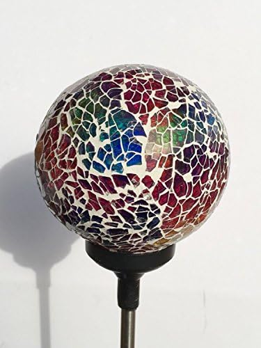 Colorful Ball Solar Lights (#Whitem003R), Solar Power Multi-Color Color Changing LED Mosaic Crackle Glass Ball Decorative Garden Yard Light Stake Lamp by Unknown