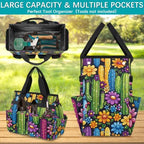 Colorful Cactus Flower Garden Tool Bag with Hard Bottom and 10 Pockets - Image 4