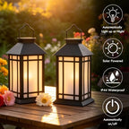 Solar Lanterns Outdoor Waterproof 2 Pack Black Hanging Lights 11 Inch - Image 2