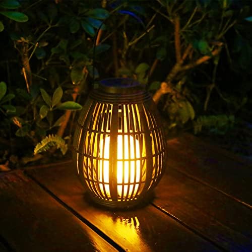 Solar Garden Lantern LED, Waterproof Decorative Rattan Lantern for Outdoor Patio, Pathway, Courtyard Energy Saving, IP44 Rated, Warm Light with Hanging Handle - Image 4