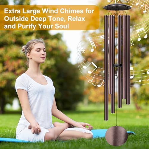 66" Large Wind Chimes for Outside Deep Tone, 6 Thickened ⌀ 1.2" Tubes Tuned Relaxing Melody Wind Chime, Windchimes Outdoors for Garden Patio Decor, Great Gift Idea for Your Loved One (Bronze, 66") - Image 4