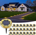 vighep 24 Pack Solar Ground Lights, 2.8 inch Flat Solar Light Outdoor Waterproof, Anti Rust, Low Profile Led Solar Powered Disc Lights Landscape Lighting for Yard,Walkway,Lawn,Path - Warm White by Vighep