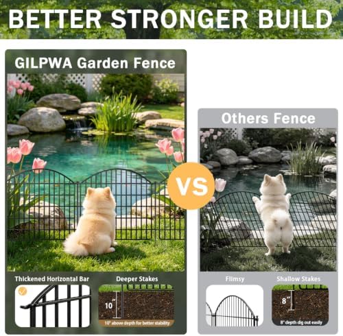 10 Panels Garden Fencing Animal Barrier with Lock, 24in (H) x 20ft (L) No Dig Dog Fence Outdoor for Yard Rustproof Decorative Fences Tall Metal Panel Wire Border Rabbit Ground Stakes - Image 4