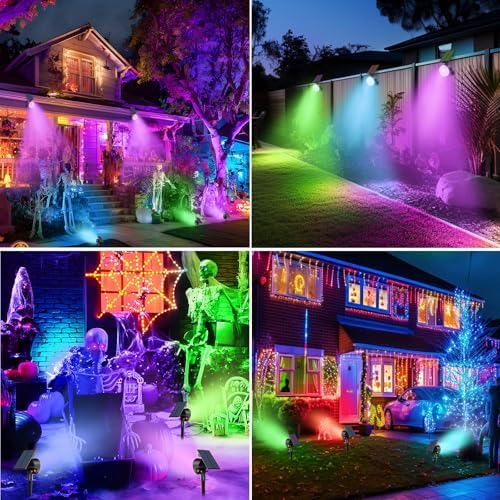 nipify 8 Pack Solar Spot Lights Outdoor Waterproof, Solar Spotlight Light for Outside Yard Landscape Lighting Pathway Lights Wall Auto On/Off, RGB - Image 7