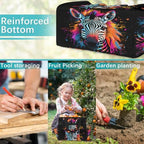Doodle Zebra Garden Tool Bag Organizer Heavy Duty Zebra Print Gardening Tote Bag with 10 Pockets for Women Men Gardening Gifts - Image 7
