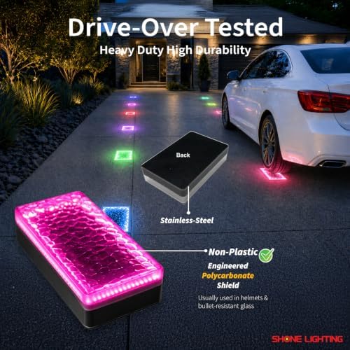 SHONELIGHTING 4x8 Solar Ground Lights, 12-Color Paver Light, RGB-W, 6Pack - Image 2