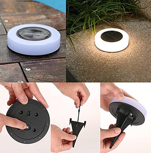 Solar Ground Lights Outdoor 8 LED Solar Powered Disk Lights Round Shape Outdoor in-Ground Lights Outdoor Landscape Lighting for Yard Patio Deck Driveway Walkway Pathway,Frosted Cover (Warm White) - Image 7