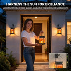 2 Pack Farmhouse Solar Lanterns ,Flame Glass Solar Lanterns ,Outdoor Waterproof Upgraded Solar and 2 AA Batteries Powered, for Mantelpiece,Outside Porch, Patio and Indoor Tables. - Image 5