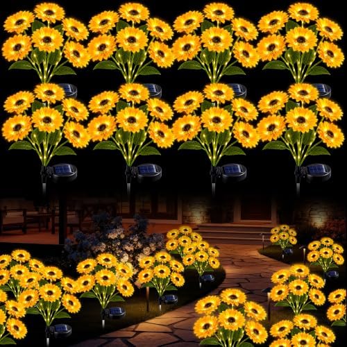 8 Pack Outdoor Solar Sunflower Lights 48 Flowers Fall Garden Decor by Unknown