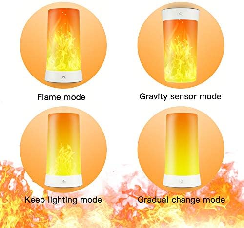 LED Flame Effect Light, Flame Lamp 4 Modes USB Rechargeable Fire Lights Indoor Campfire Outdoor Decorative Lantern Hanging Lamps Fireplace Romantic Light for Home Party Camping Bar - Image 2