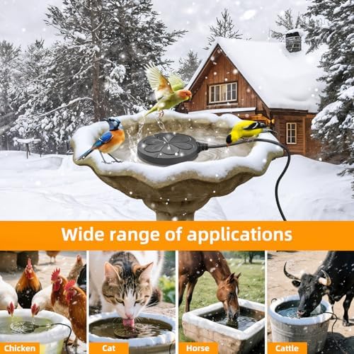 2Pack 110W Bird Bath Heater for Outdoors in Winter–Cast Aluminum Submersible Pond Deicer,Thermostatic Chicken Water Heater - Image 4